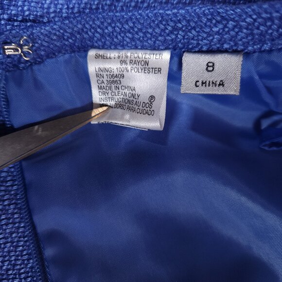 Tahari Arthur Levine Purple Blue Lined Pencil Skirt Womens 8 Rear Zip Pleats - Picture 13 of 14